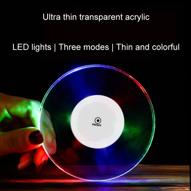 100x10mm Square USB Charging LED Light Up Acrylic Coaster Transparent Crystal Base(Colorful Light) - Car Drink Holders by PMC TechLife | Online Shopping South Africa | PMC TechLife | Buy Now Pay Later Mobicred