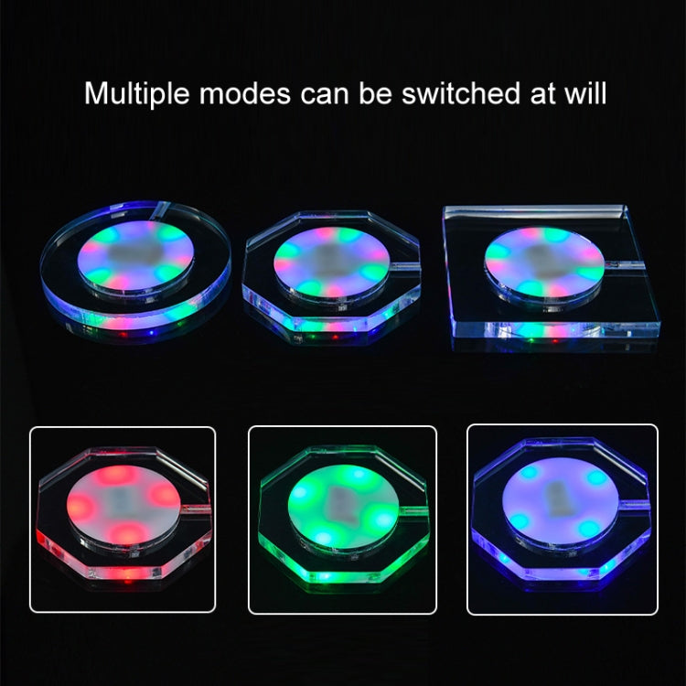 100x10mm Square USB Charging LED Light Up Acrylic Coaster Transparent Crystal Base(White Light) - Car Drink Holders by PMC TechLife | Online Shopping South Africa | PMC TechLife | Buy Now Pay Later Mobicred