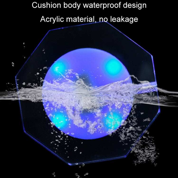 100x10mm Octagonal USB Charging LED Light Up Acrylic Coaster Transparent Crystal Base(White Light) - Car Drink Holders by PMC TechLife | Online Shopping South Africa | PMC TechLife | Buy Now Pay Later Mobicred