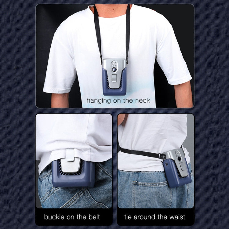 Outdoor Portable Waist High Wind Leafless Hanging Neck Fan With Power Function(Time Wind Blue) - Electric Fans by PMC TechLife | Online Shopping South Africa | PMC TechLife | Buy Now Pay Later Mobicred