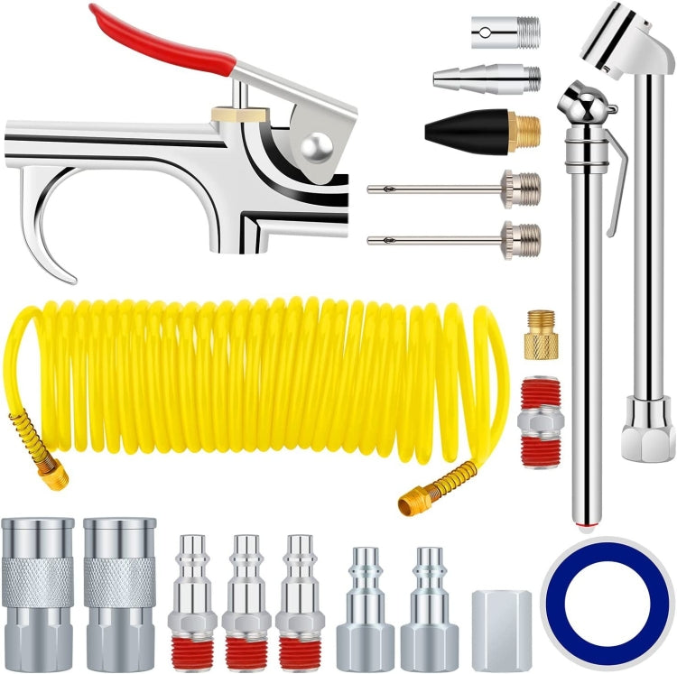 20 In 1 Air Compressor Kit 1/4 Inch NPT Air Tool Kit With 7.5m Coil Nylon Hose - Engine Fittings by PMC TechLife | Online Shopping South Africa | PMC TechLife | Buy Now Pay Later Mobicred