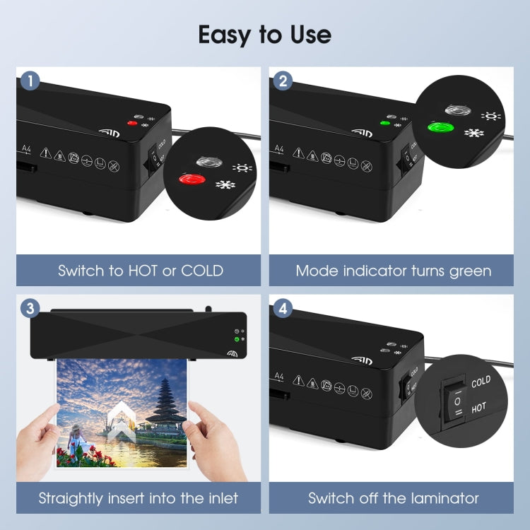 9 Inch A4 Hot Cold Laminator Machine Book Documents Laminator, Size:  Set 2(220V EU Plug) - Photo Film Covering Machine by PMC TechLife | Online Shopping South Africa | PMC TechLife | Buy Now Pay Later Mobicred