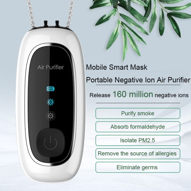 Upgrade Dual-brush Negative Ion Air Purifier Neck Small Portable Air Purifier, Style: Rope Model (White) - free shipping - PMC TechLife - Order now!