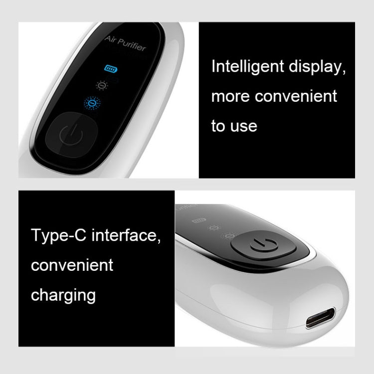 Upgrade Dual-brush Negative Ion Air Purifier Neck Small Portable Air Purifier, Style: Chain Model (White) - free shipping - PMC TechLife - Order now!