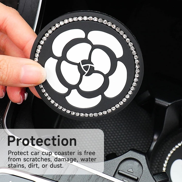 Car Water Cup Anti-skid Mat Door Slot Interior Modification Mat With diamond(Big Camellia) - Car Drink Holders by PMC TechLife | Online Shopping South Africa | PMC TechLife
