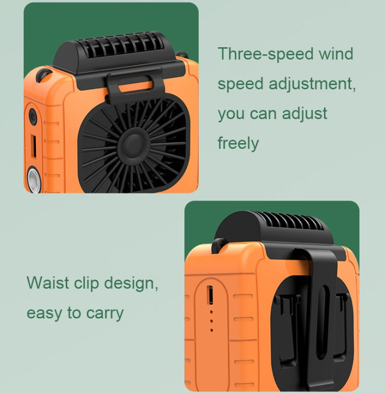 Outdoor Waist-Mounted Lighting Fan Multifunctional Bracket Hanging Neck Fan(Grass Green) - free shipping - PMC TechLife - Order now!