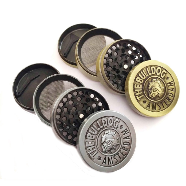 50mm  Bulldog Grinder Tobacco Herb Zinc Alloy Grinders, Spec: 4 -layer Ancient Silver - free shipping - PMC TechLife - Order now!