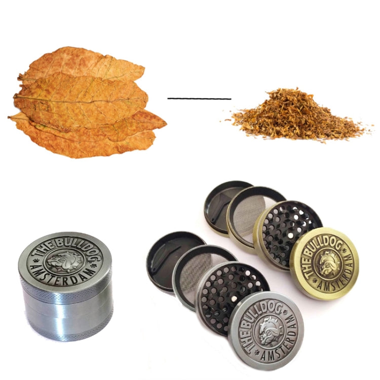 50mm  Bulldog Grinder Tobacco Herb Zinc Alloy Grinders, Spec: 4 -layer Ancient Silver - free shipping - PMC TechLife - Order now!