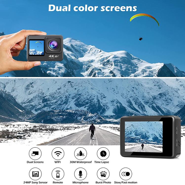 WIFI Color Dual-Screen HD 4K Video Outdoor Waterproof Sports Camera(AT-Q60AR) - Sports Camera by PMC TechLife | Online Shopping South Africa | PMC TechLife | Buy Now Pay Later Mobicred