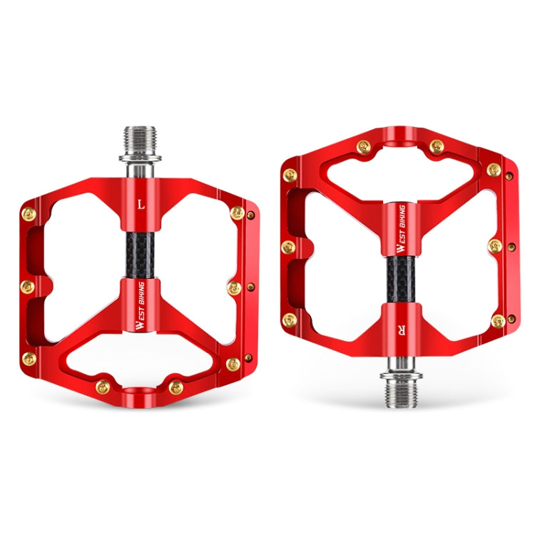 WEST BIKING 3 Bearings Ultralight Carbon Fiber Bushing Mountain Bike Pedal(Red) - free shipping - PMc TechLife - Order now!