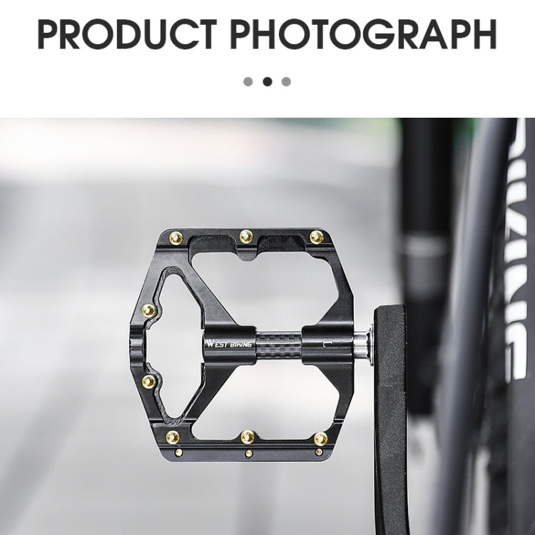 WEST BIKING 3 Bearings Ultralight Carbon Fiber Bushing Mountain Bike Pedal(Titanium) - Pedals by WEST BIKING | Online Shopping South Africa | PMc TechLife | Buy Now Pay Later Mobicred