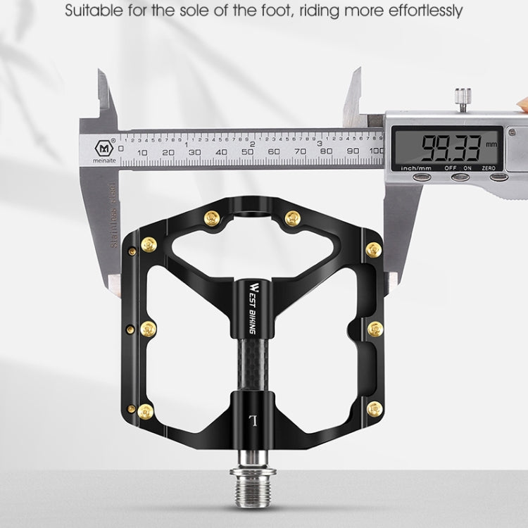 WEST BIKING 3 Bearings Ultralight Carbon Fiber Bushing Mountain Bike Pedal(Titanium) - Pedals by WEST BIKING | Online Shopping South Africa | PMc TechLife | Buy Now Pay Later Mobicred
