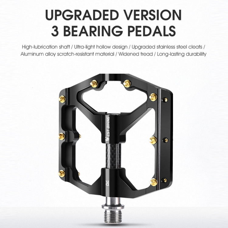 WEST BIKING 3 Bearings Ultralight Carbon Fiber Bushing Mountain Bike Pedal(Black) - free shipping - PMc TechLife - Order now!