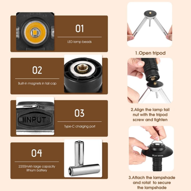 WEST BIKING Outdoor Lighthouse Camping Light LED Portable Magnetic Emergency Flashlight(Black) - Camping Lighting by WEST BIKING | Online Shopping South Africa | PMC TechLife | Buy Now Pay Later Mobicred