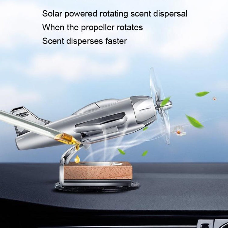 Solar Car Airplane Ornament Solid Aroma Diffuser Car Rotating Decoration Items(Silver) - free shipping - PMC TechLife - Order now!