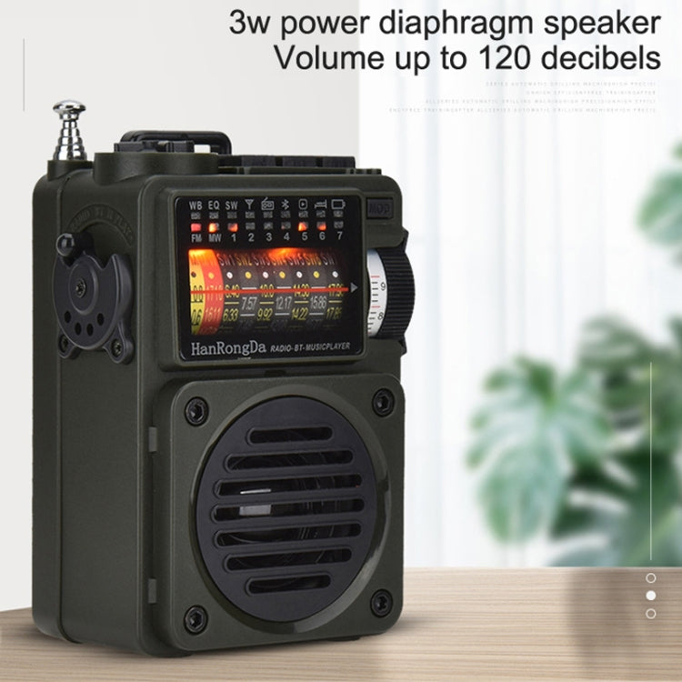 HanRongda HRD-700 Full Band Bluetooth MP3 Play Radio Station Memory Mechanical Tuning Radio(Green) - free shipping - PMC TechLife - Order now!