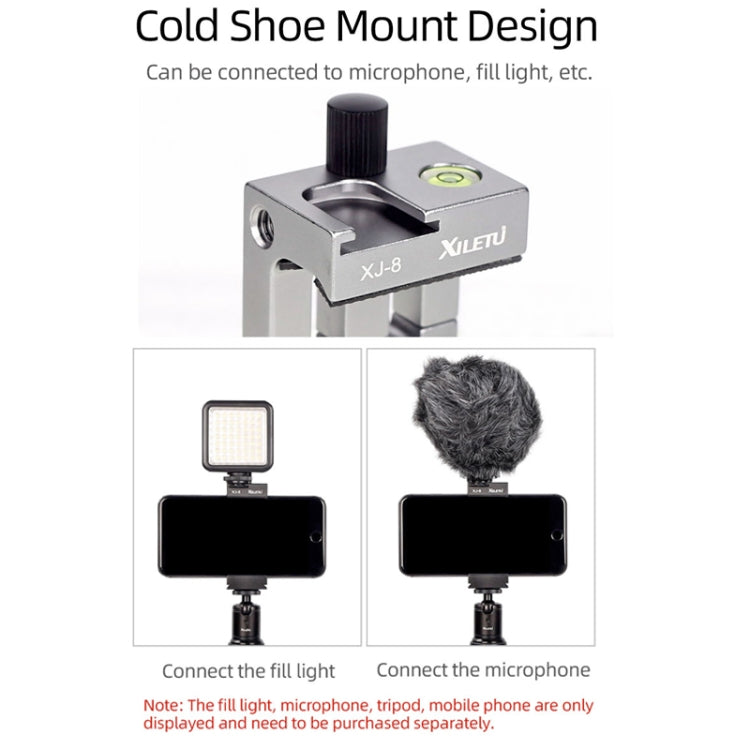 XILETU XJ-8 Aluminum Alloy Camera Head Tripod Mobile Phone Clip(Black) - Other Accessories by XILETU | Online Shopping South Africa | PMC TechLife | Buy Now Pay Later Mobicred