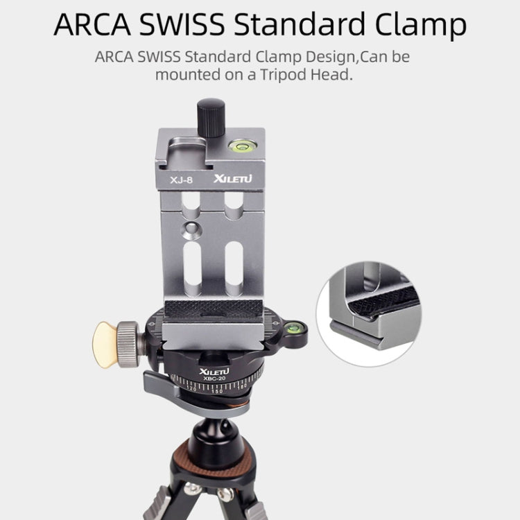 XILETU XJ-8 Aluminum Alloy Camera Head Tripod Mobile Phone Clip(Black) - Other Accessories by XILETU | Online Shopping South Africa | PMC TechLife | Buy Now Pay Later Mobicred