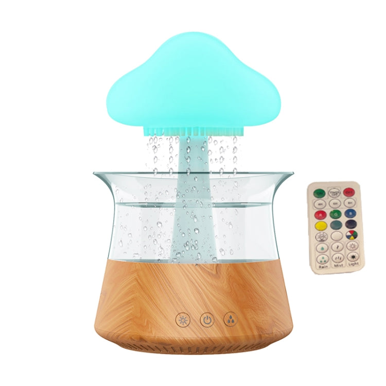 CH06 300ml Rain Humidifier Mushroom Cloud Colorful Night Lamp Aromatherapy Machine, Style: With Remote Controller(Light Wood Grain) - free shipping - PMC TechLife - Order now!