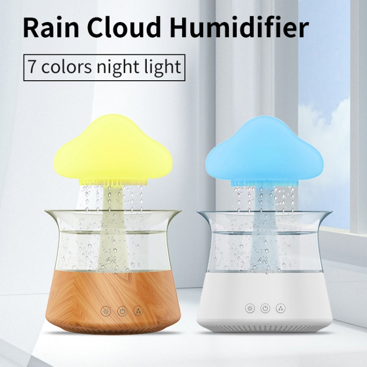 CH06 300ml Rain Humidifier Mushroom Cloud Colorful Night Lamp Aromatherapy Machine, Style: With Remote Controller(White) - free shipping - PMC TechLife - Order now!