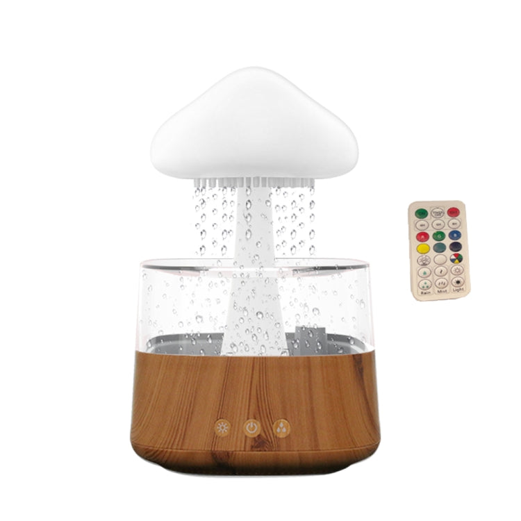 CH08 450ml Rain Humidifier Mushroom Cloud Colorful Night Lamp Aromatherapy Machine, Style: With Remote Controller(Light Wood Grain) - free shipping - PMC TechLife - Order now!