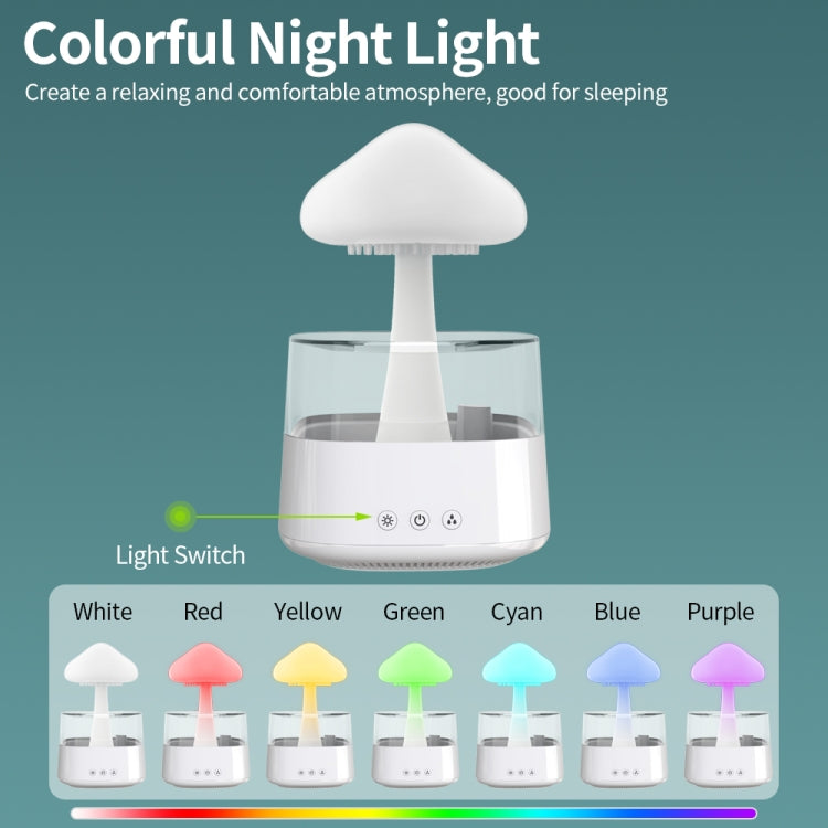 CH08 450ml Rain Humidifier Mushroom Cloud Colorful Night Lamp Aromatherapy Machine, Style: With Remote Controller(Light Wood Grain) - free shipping - PMC TechLife - Order now!