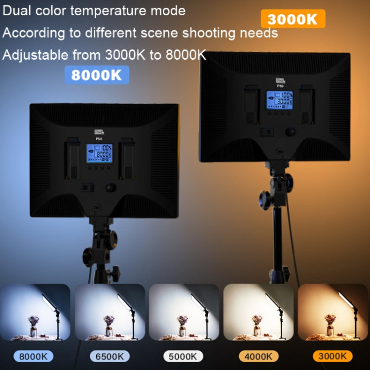Pixel P50 Dual Color Temperature Flat Panel Fill Light 45W Soft Outdoor Shooting Fill Light For Straight Photography(Lamp+US Plug Adapter) - free shipping - PMC TechLife - Order now!