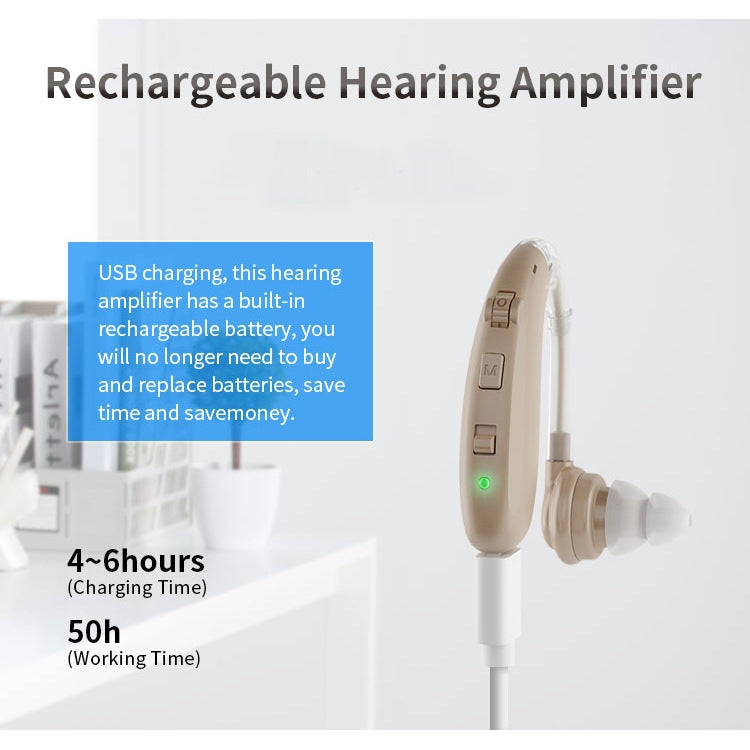 USB Charging Earhook Noise Reduction Hearing Aid Sound Amplifier(Skin-color) - Hearing Aids by PMC TechLife | Online Shopping South Africa | PMC TechLife