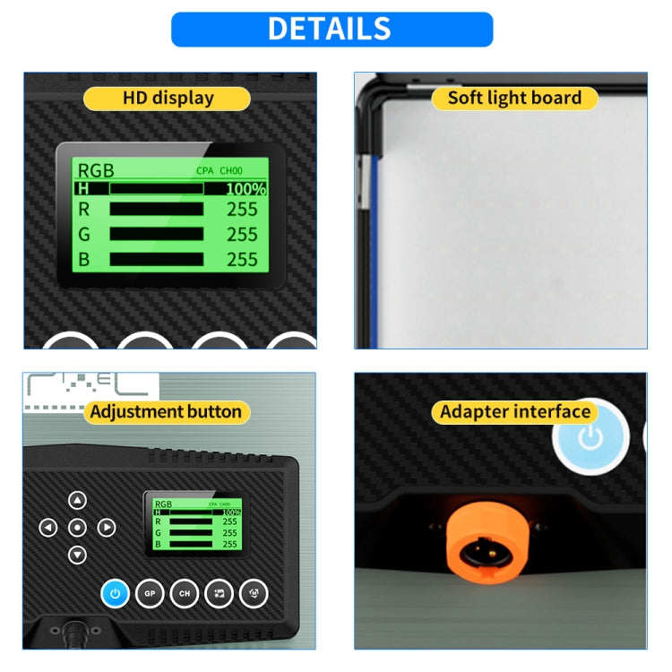 Pixel P80 60W 2600-10000K 542 LEDs Photography Fill Light Support Mobile APP Remote Control,EU Plug - free shipping - PMC TechLife - Order now!