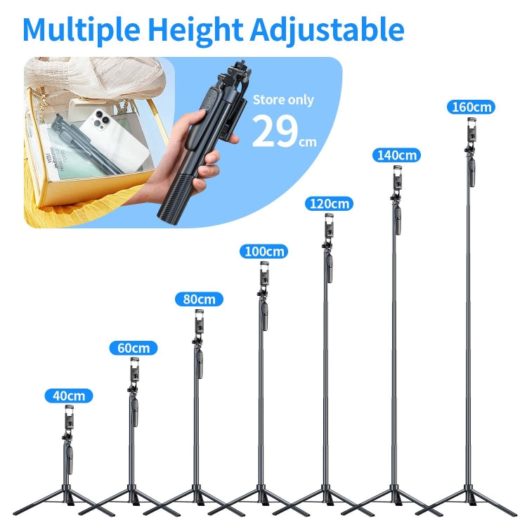 Pixel ST2 1.6m Anti Shake Selfie Stick Head Tripod Handheld Portable Folding Remote Control Outdoor Photo Stands(With Bluetooth Remote Control) - Selfie Sticks by Pixel | Online Shopping South Africa | PMC TechLife | Buy Now Pay Later Mobicred