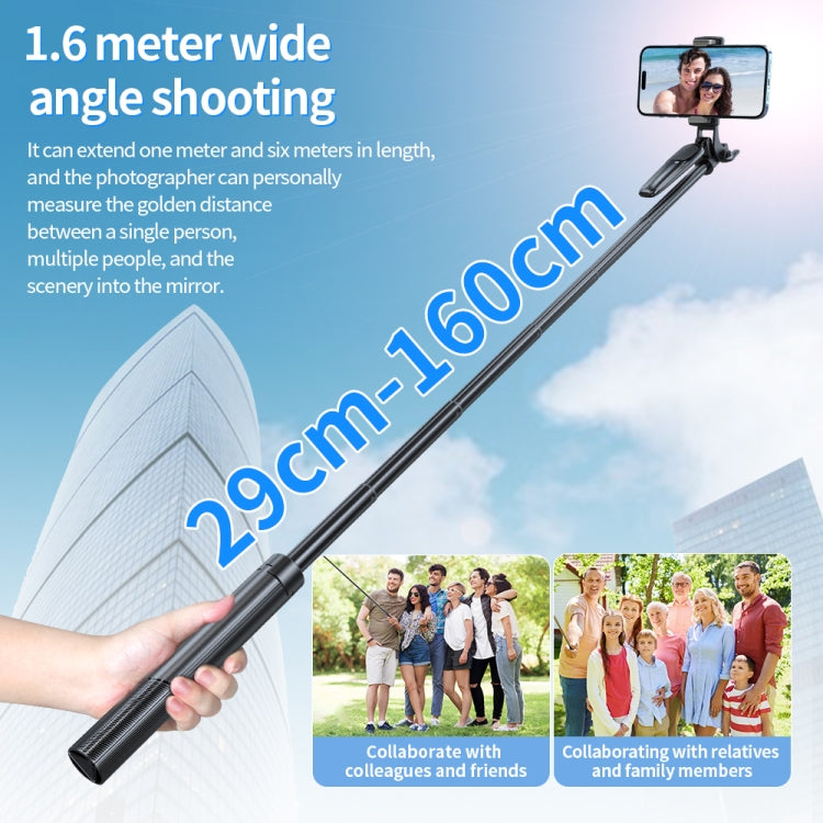 Pixel ST2 1.6m Anti Shake Selfie Stick Head Tripod Handheld Portable Folding Remote Control Outdoor Photo Stands(With Bluetooth Remote Control) - Selfie Sticks by Pixel | Online Shopping South Africa | PMC TechLife | Buy Now Pay Later Mobicred