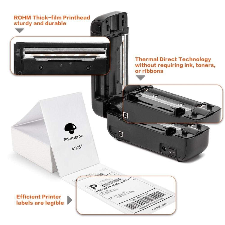 Phomemo PM246S Address Label Printer Thermal Paper Express E-Manifest Printer, Size: EU(Purple) - Receipt Printers by Phomemo | Online Shopping South Africa | PMC TechLife | Buy Now Pay Later Mobicred