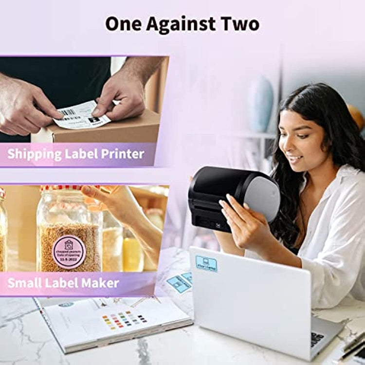 Phomemo D520-BT Bluetooth Thermal Shipping Label Printer Wireless Desktop Printer For Barcode Address Labels, Size: EU(Purple White) - free shipping - PMC TechLife - Order now!