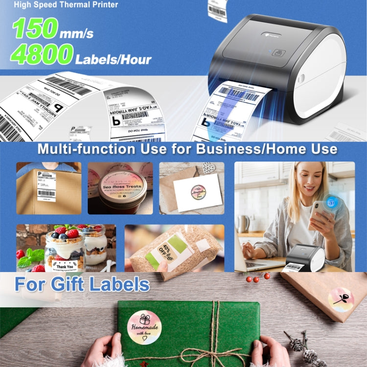 Phomemo D520-BT Bluetooth Thermal Shipping Label Printer Wireless Desktop Printer For Barcode Address Labels, Size: US(Black White) - free shipping - PMC TechLife - Order now!