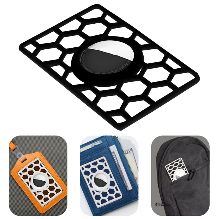 For Airtag Location Tracker Card Shape Honeycomb Protective Cover(Black) - Other by PMC TechLife | Online Shopping South Africa | PMC TechLife
