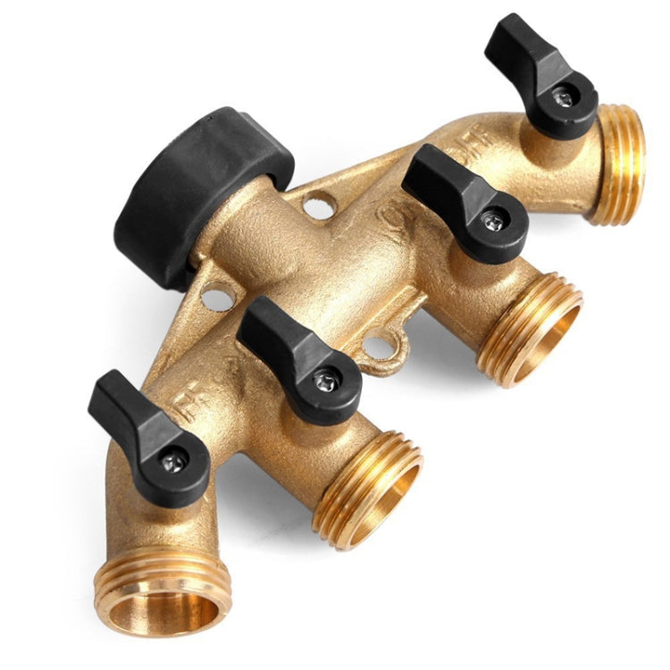 Garden Watering Agricultural Irrigation Family Car Wash Faucet Copper 4-way Ball Valve Water Divider(European Thread) - Watering & Irrigation by PMC TechLife | Online Shopping South Africa | PMC TechLife | Buy Now Pay Later Mobicred