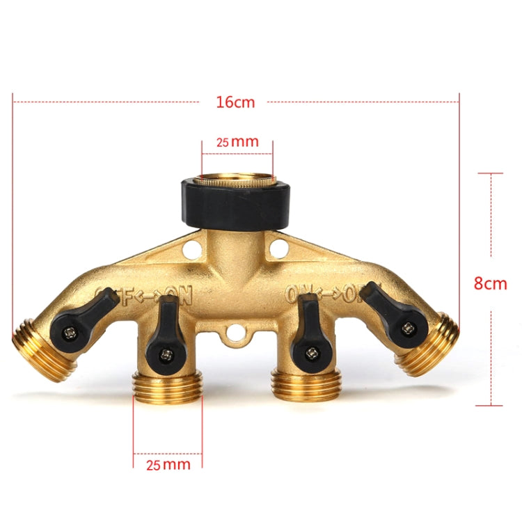 Garden Watering Agricultural Irrigation Family Car Wash Faucet Copper 4-way Ball Valve Water Divider(American Thread) - free shipping - PMc TechLife - Order now!