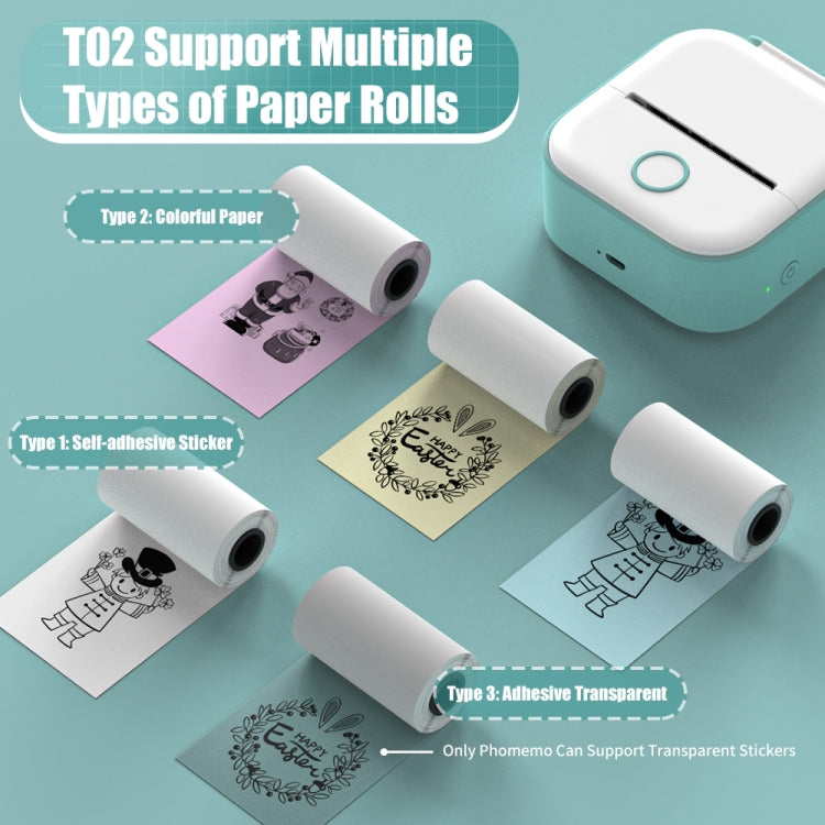 Phomemo T02 Standard Error Mini Pocket Small Portable Bluetooth Phone Photo Label Thermal Printer(White Green) - Photo Printers by Huawei | Online Shopping South Africa | PMC Jewellery | Buy Now Pay Later Mobicred