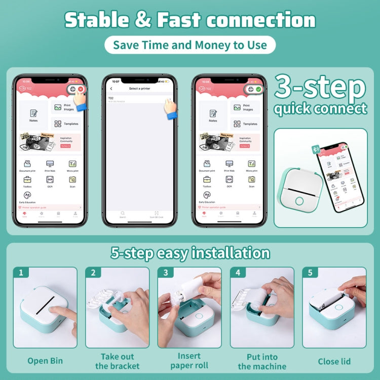 Phomemo T02 Standard Error Mini Pocket Small Portable Bluetooth Phone Photo Label Thermal Printer(Blue) - free shipping - PMC TechLife - Order now!