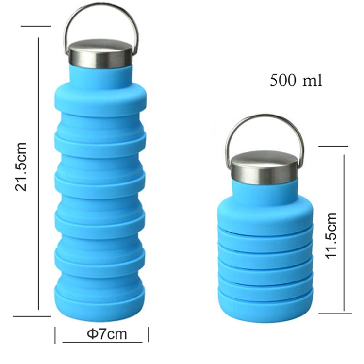500ml Outdoor Sports Silicone Telescopic Cup Portable Foldable Travel Water Kettle(Black Handle Lid) - Kettles by PMC TechLife | Online Shopping South Africa | PMC TechLife