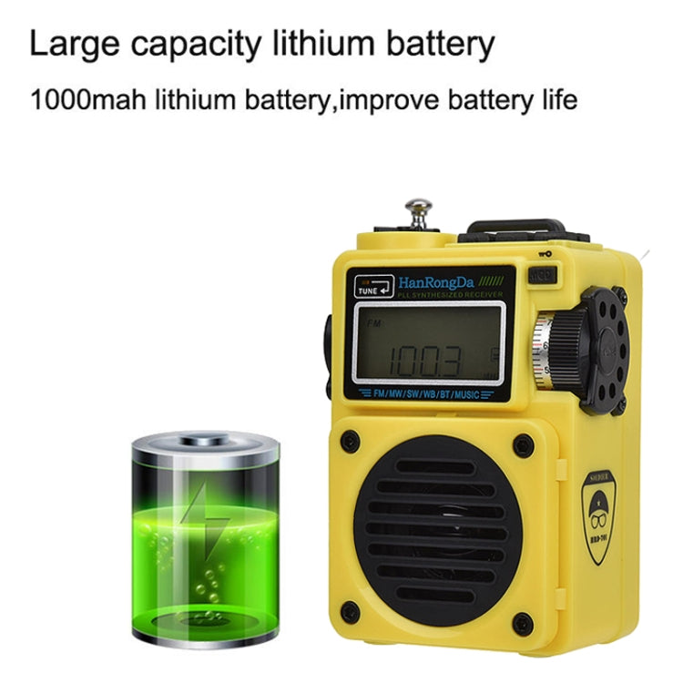 HanRongda HRD-701 Portable Full Band Radio Subwoofer Bluetooth TF Card Digital Display Radio(Yellow) - free shipping - PMC Jewellery - Order now!
