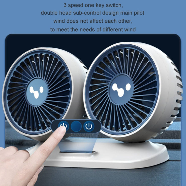 12v/24v Car Fan USB Interface Powerful Double Head Electric Fan(Olive Black) - free shipping - PMC TechLife - Order now!