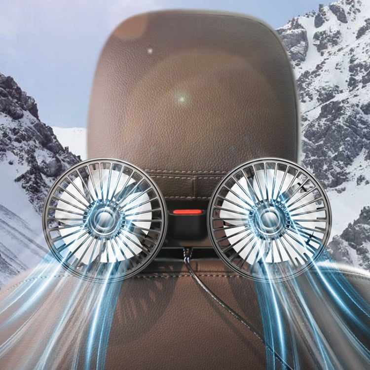 12V/24V Car Rear Seat Back USB Interface Powerful Double-headed Fan(F4207) - Heating & Fans by PMC TechLife | Online Shopping South Africa | PMC TechLife | Buy Now Pay Later Mobicred