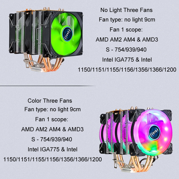 EVESKY 600 Desktop Computer 4 Copper Tube Mute CPU Cooling Fan, Color: Color Three Fans - free shipping - PMC Jewellery - Order now!