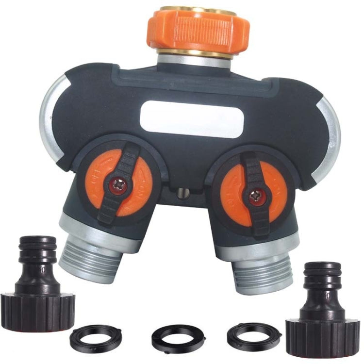 Garden Irrigation And Watering One Pass Two Faucet Water Divider With Thread European Connector+Plastic Nipple Connector - Watering & Irrigation by PMc TechLife | Online Shopping South Africa | PMc TechLife | Buy Now Pay Later Mobicred