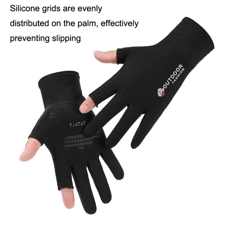 Cycling Thin Sunscreen UV Protection Mesh Breathable Ice Silk Two-finger Gloves(Black) - Cycling Gloves by PMC TechLife | Online Shopping South Africa | PMC TechLife