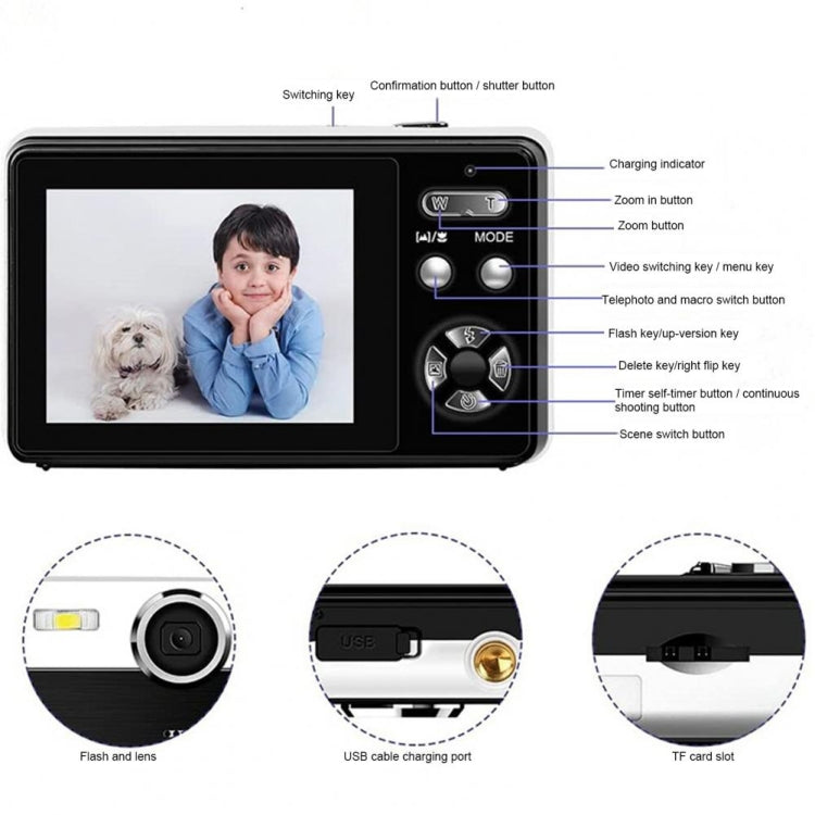 2.4 Inch IPS Screen 40 Million Pixel Digital Camera 16X Digital Zoom Video Macro Portable Camera(Black Standard) - free shipping - PMC TechLife - Order now!