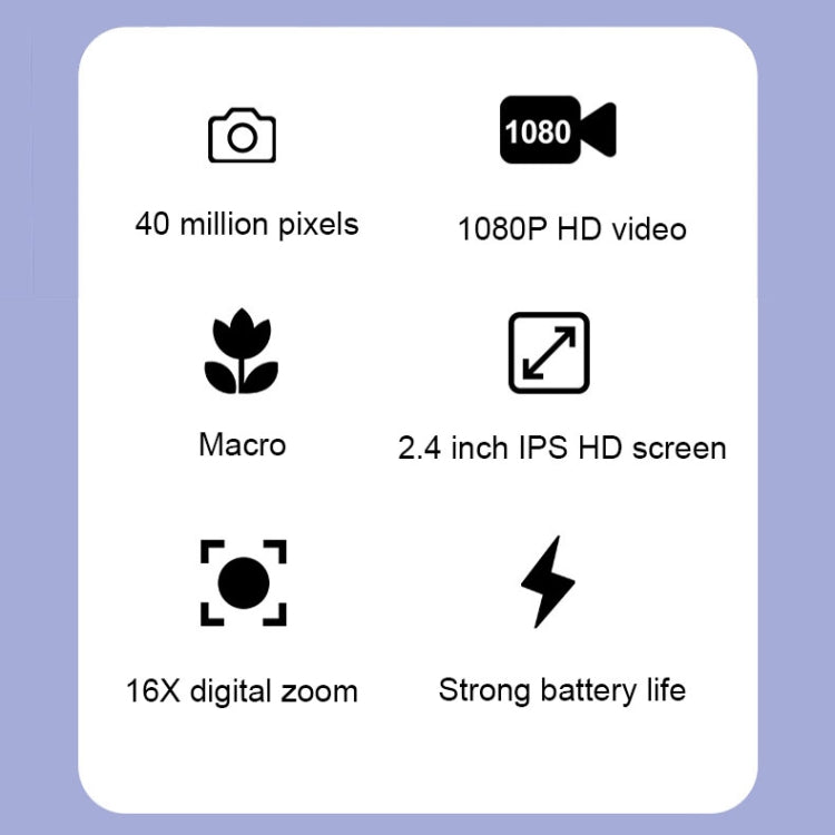2.4 Inch IPS Screen 40 Million Pixel Digital Camera 16X Digital Zoom Video Macro Portable Camera(Pink Standard) - Children Cameras by PMC TechLife | Online Shopping South Africa | PMC TechLife | Buy Now Pay Later Mobicred