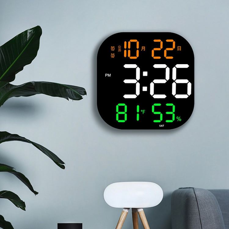 13-Inch LED Acrylic Electronic Clock Large-Screen Square Wall Clock With Timing Temperature Humidity(6632 Orange White Green) - Wall Clock by PMC TechLife | Online Shopping South Africa | PMC TechLife