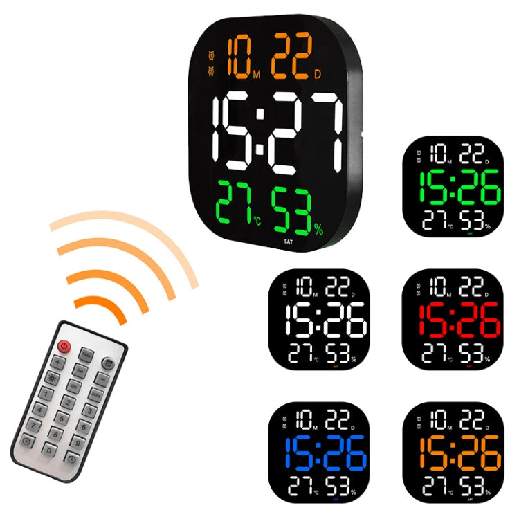 13-Inch LED Acrylic Electronic Clock Large-Screen Square Wall Clock With Timing Temperature Humidity(6632 Orange White Green) - Wall Clock by PMC TechLife | Online Shopping South Africa | PMC TechLife
